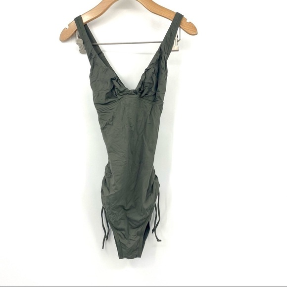 Lole Madeira one piece solid ruched swimsuit S - Picture 1 of 10